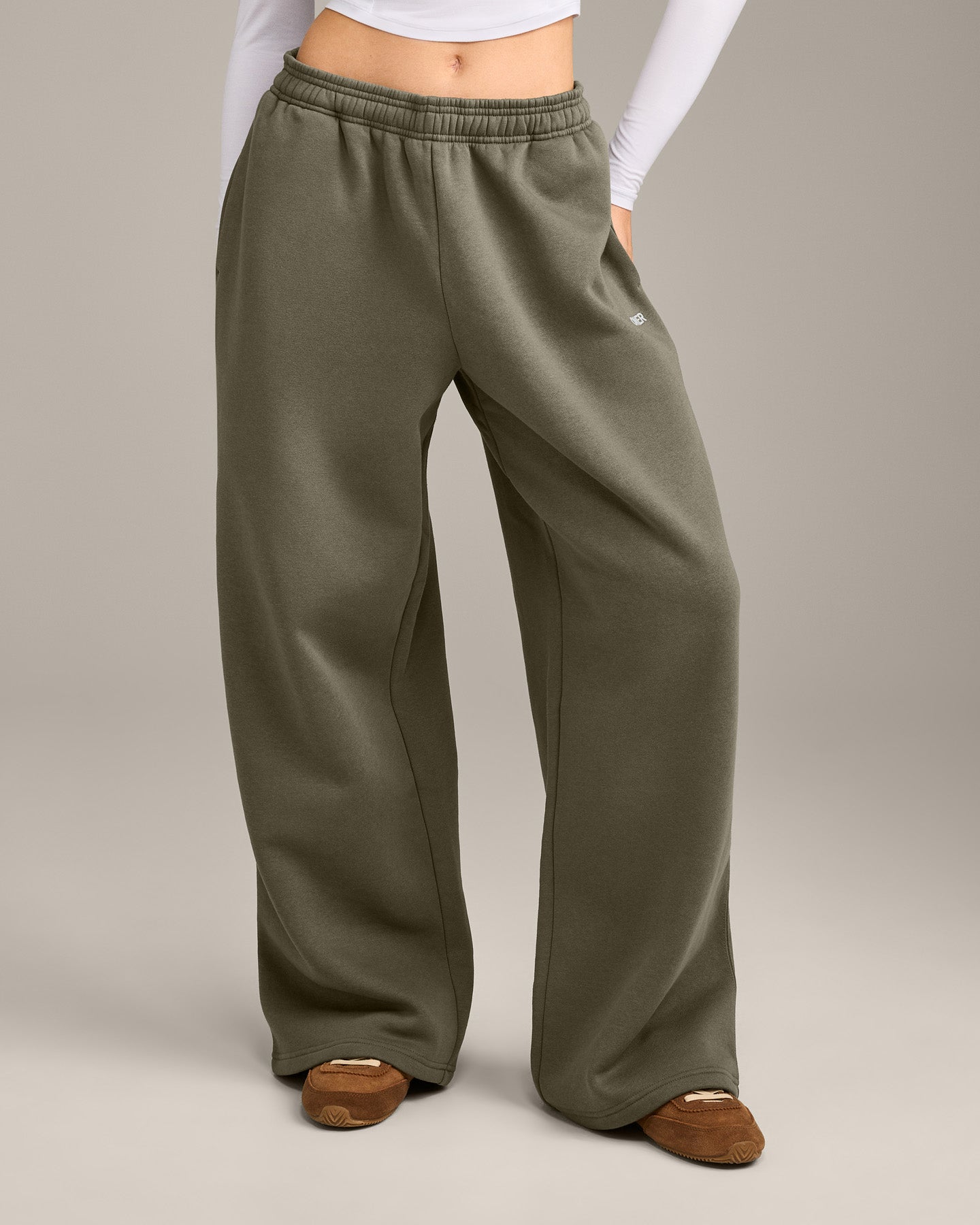 Foundations Cosy Oversized Straight Leg Joggers | Alpine Green