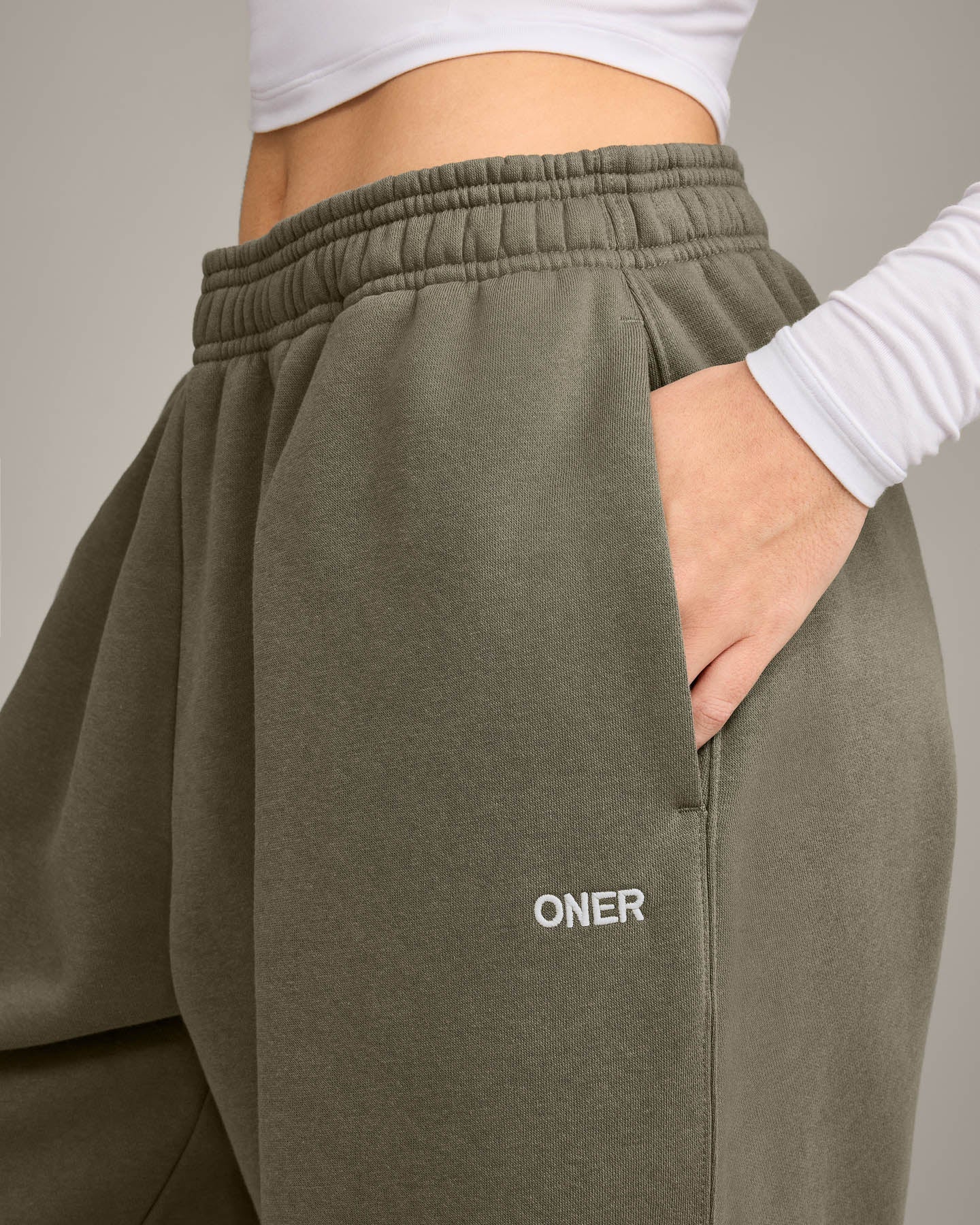 Foundations Cosy Oversized Straight Leg Joggers | Alpine Green