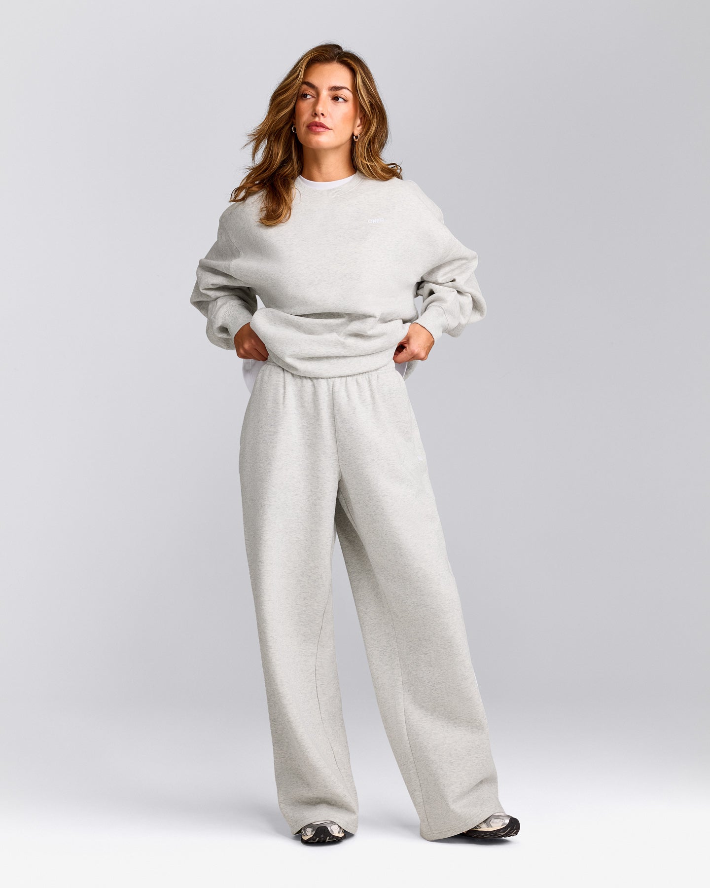 Foundations Cosy Oversized Straight Leg Joggers | Light Grey Marl
