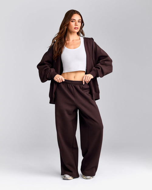 Foundations Cosy Oversized Straight Leg Sweatpants | Plum Brown
