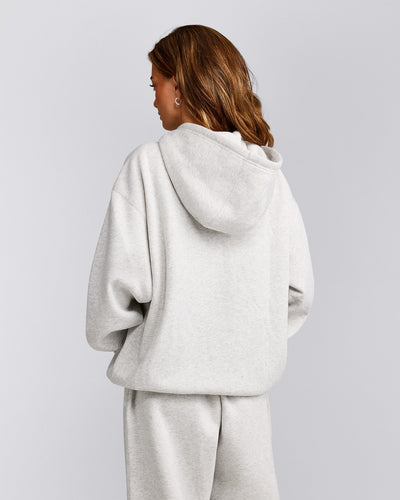 Foundations Cosy Oversized Zip Through Hoodie | Light Grey Marl