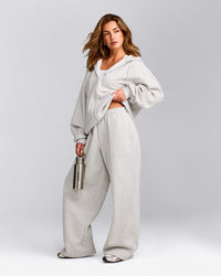 Foundations Cosy Oversized Zip Through Hoodie | Light Grey Marl