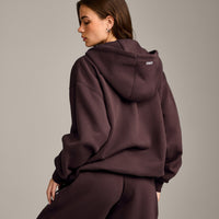 Foundations Cosy Oversized Zip Through Hoodie | Plum Brown