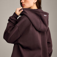Foundations Cosy Oversized Zip Through Hoodie | Plum Brown
