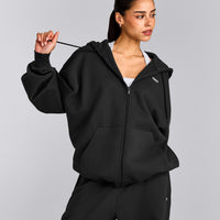 Foundations Cosy Oversized Zip Through Hoodie | Soft Black