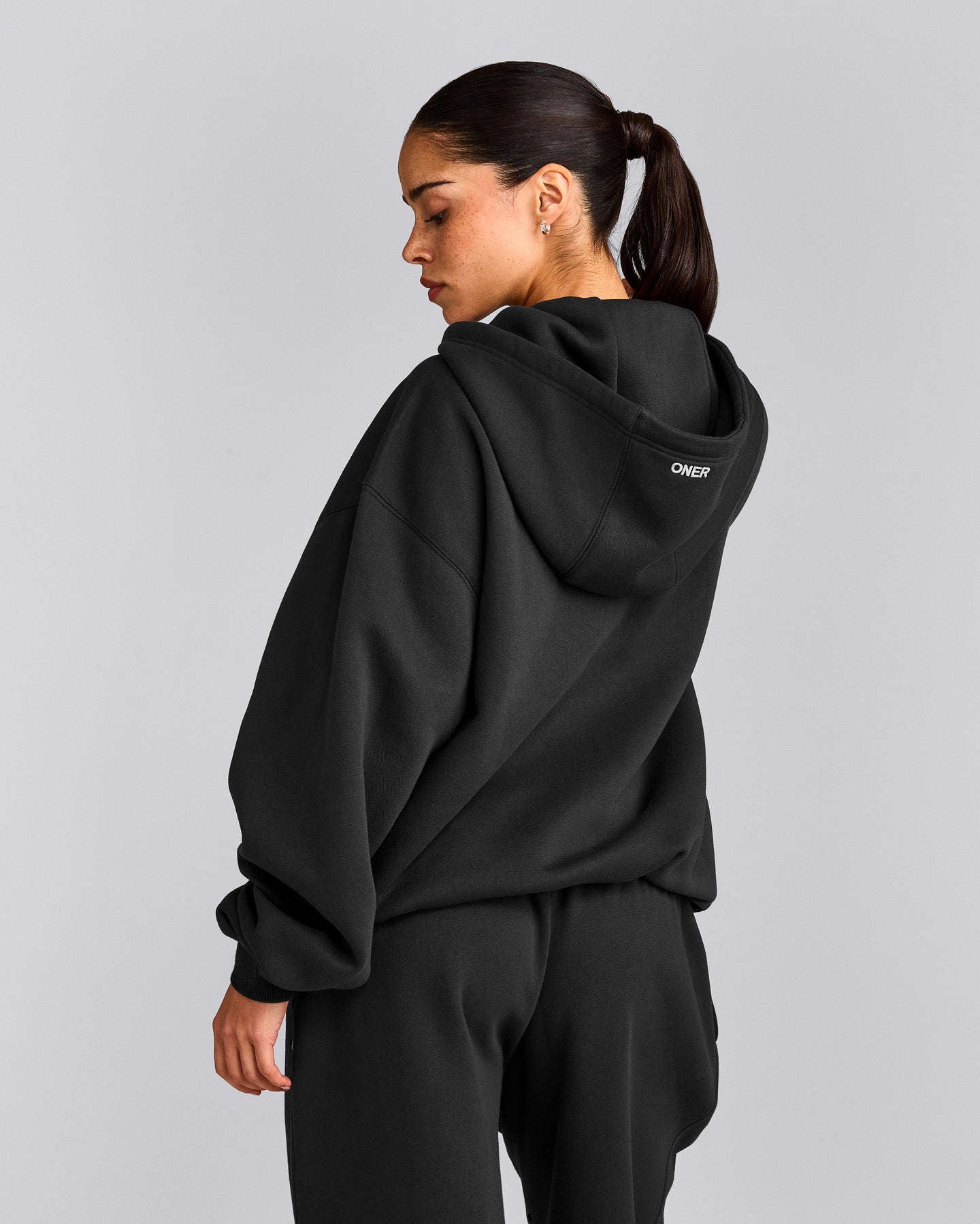 Foundations Cosy Oversized Zip Through Hoodie | Soft Black