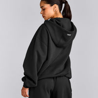 Foundations Cosy Oversized Zip Through Hoodie | Soft Black