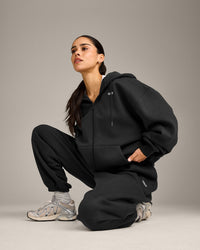 Foundations Cosy Oversized Zip Through Hoodie | Soft Black
