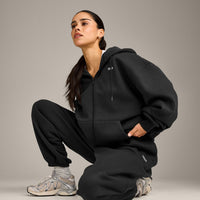 Foundations Cosy Oversized Zip Through Hoodie | Soft Black