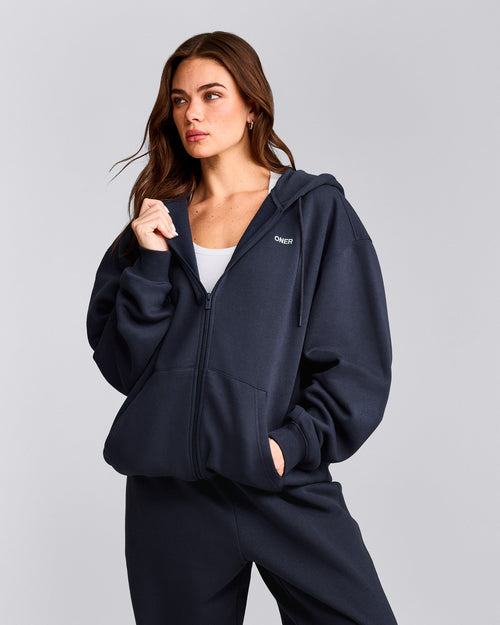 Foundations Cosy Oversized Zip Up Hoodie | True Blue