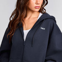 Foundations Cosy Oversized Zip Through Hoodie | True Blue