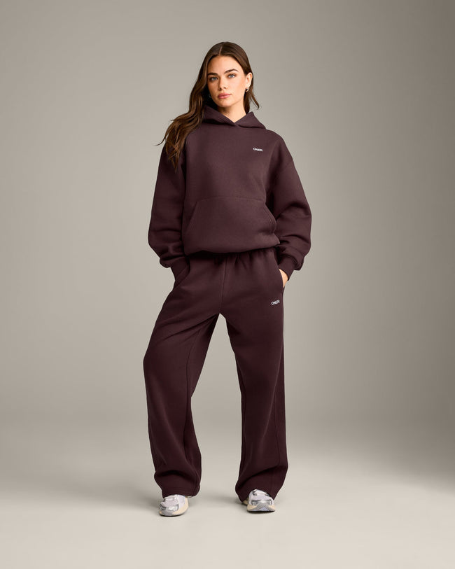 Foundations Cosy Straight Leg Joggers | Plum Brown