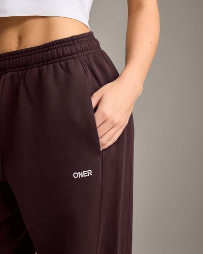 Foundations Cosy Straight Leg Joggers | Plum Brown