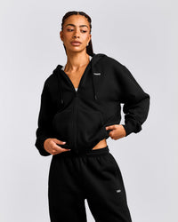 Foundations Cosy Zip Through Hoodie | Black