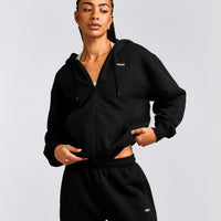 Foundations Cosy Zip Through Hoodie | Black