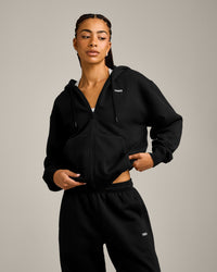 Foundations Cosy Zip Through Hoodie | Black