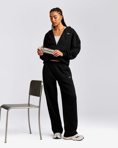 Foundations Cosy Zip Through Hoodie | Black