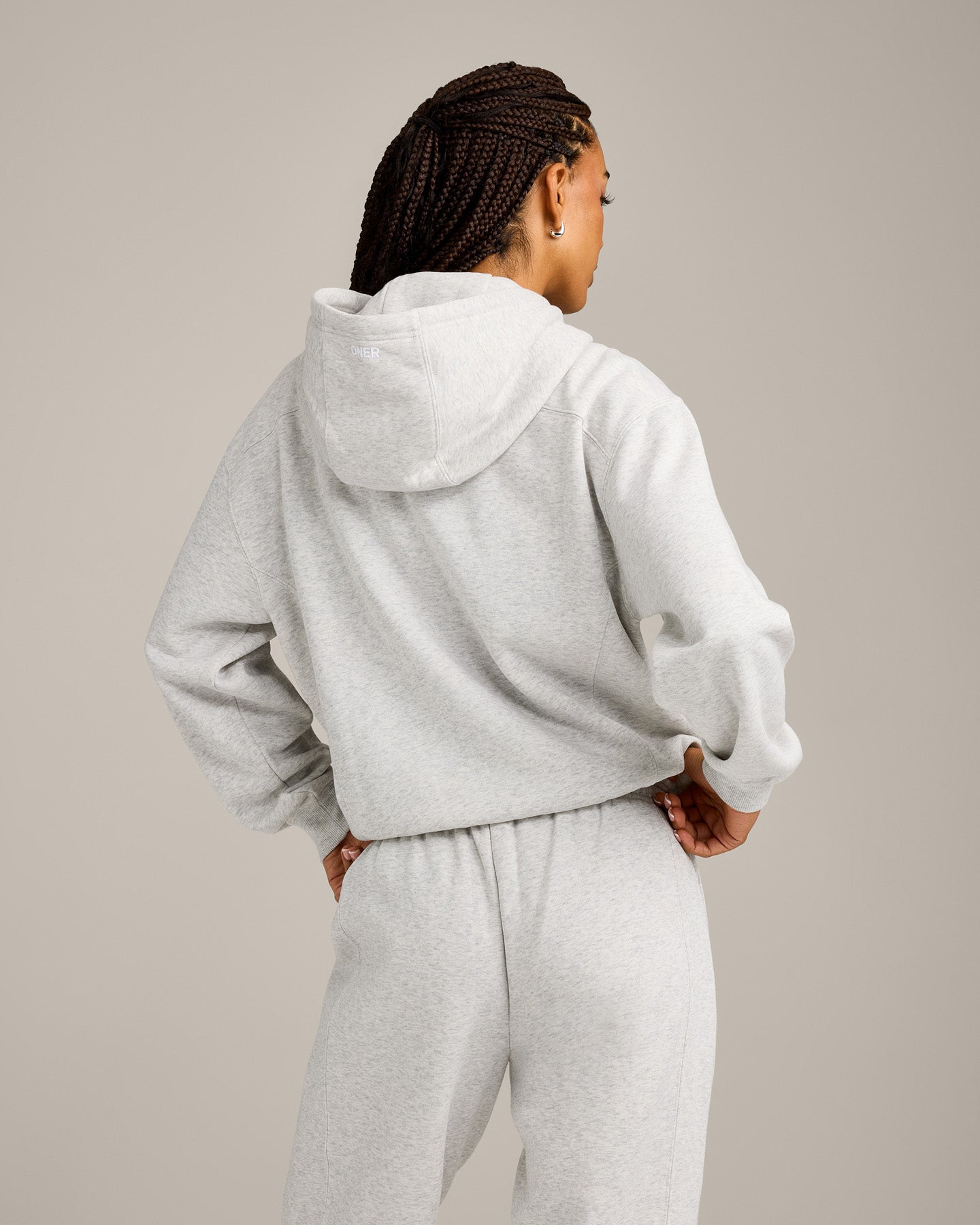 Foundations Cosy Zip Through Hoodie | Light Grey Marl
