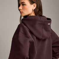 Foundations Cosy Zip Through Hoodie | Plum Brown
