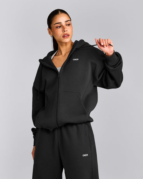 Foundations Cosy Zip Up Hoodie | Soft Black