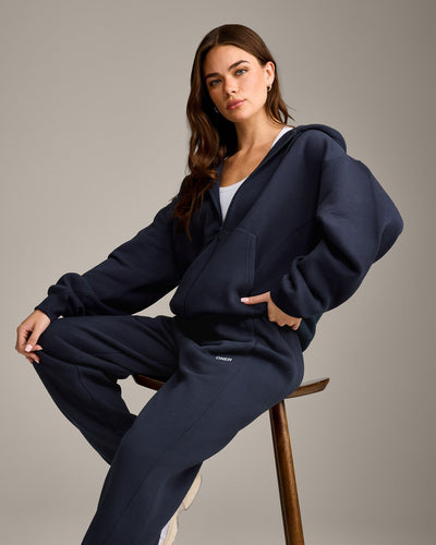 Foundations Cosy Zip Through Hoodie | True Blue