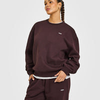 Foundations Crew Neck Sweatshirt with Grey Logo | Plum Brown