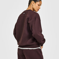 Foundations Crew Neck Sweatshirt with Grey Logo | Plum Brown