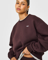 Foundations Crew Neck Sweatshirt with Grey Logo | Plum Brown