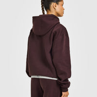 Foundations Hoodie with Grey Logo | Plum Brown