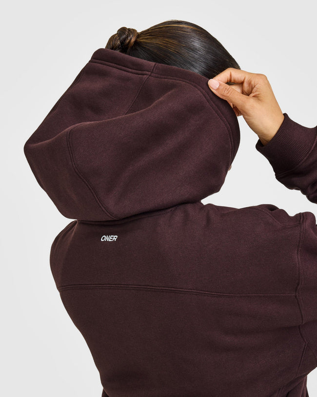Foundations Hoodie with Grey Logo | Plum Brown