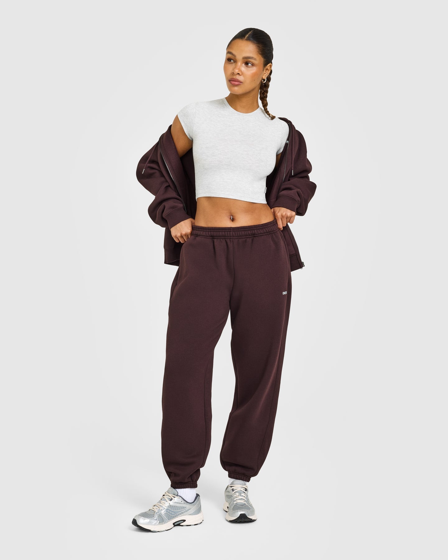 Foundations Joggers with Grey Logo | Plum Brown