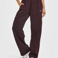 Foundations Straight Leg Joggers with Grey Logo | Plum Brown