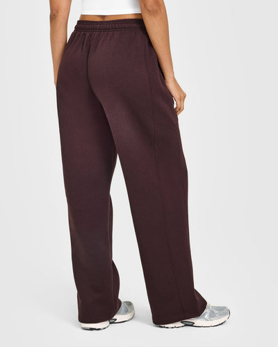 Foundations Straight Leg Joggers with Grey Logo | Plum Brown