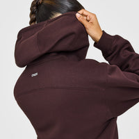 Foundations Zip Through Hoodie with Grey Logo | Plum Brown