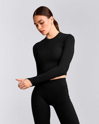 Mellow™ Motion Crew Neck Long Sleeve Mid Top | Black
