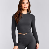 Mellow™ Motion Crew Neck Long Sleeve Mid Top | Coal