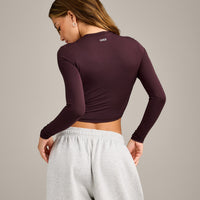 Mellow™ Motion Crew Neck Long Sleeve Mid Top | Plum Brown