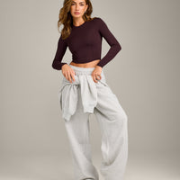 Mellow™ Motion Crew Neck Long Sleeve Mid Top | Plum Brown