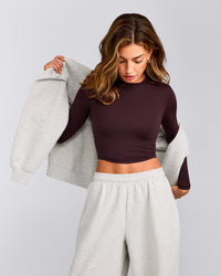 Mellow™ Motion Crew Neck Long Sleeve Mid Top | Plum Brown