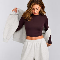 Mellow™ Motion Crew Neck Long Sleeve Mid Top | Plum Brown