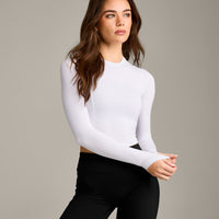 Mellow™ Motion Crew Neck Long Sleeve Mid Top | White