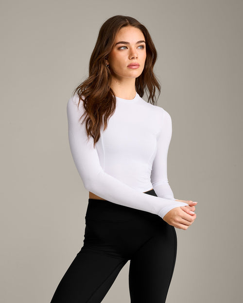 Oner Modal Mellow™ Motion Crew Neck Long Sleeve Mid Top | White