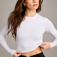 Mellow™ Motion Crew Neck Long Sleeve Mid Top | White