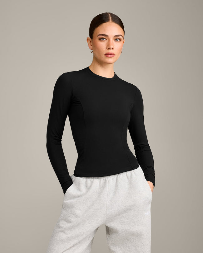 Mellow™ Motion Crew Neck Long Sleeve Top | Black