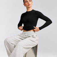 Mellow™ Motion Crew Neck Long Sleeve Top | Black