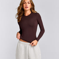 Mellow™ Motion Crew Neck Long Sleeve Top | Plum Brown