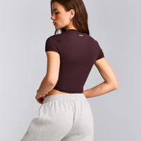 Mellow™ Motion Crew Neck Mid Top | Plum Brown