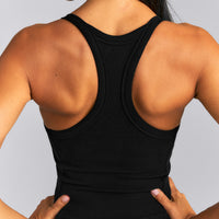 Mellow™ Rib Racer Back Mid Vest with Built in Bra Shelf | Black