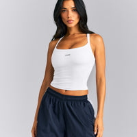 Mellow™ Rib Racer Back Mid Vest with Built in Bra Shelf | White
