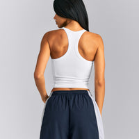 Mellow™ Rib Racer Back Mid Vest with Built in Bra Shelf | White